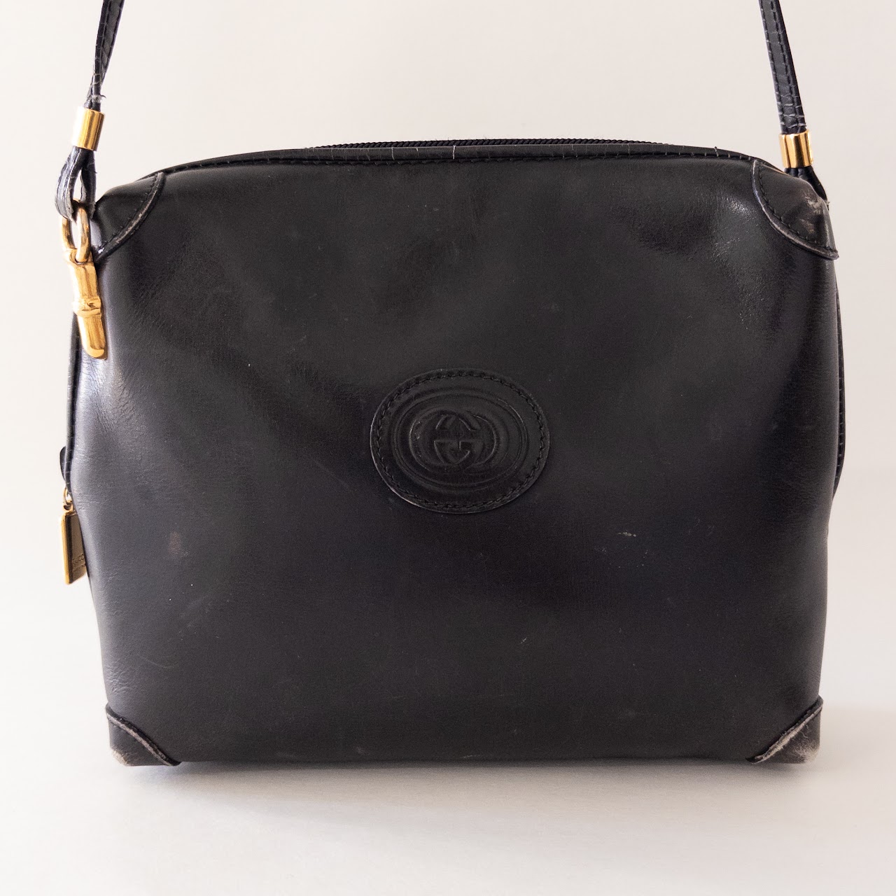 Gucci Vintage Black Leather Crossbody Bag