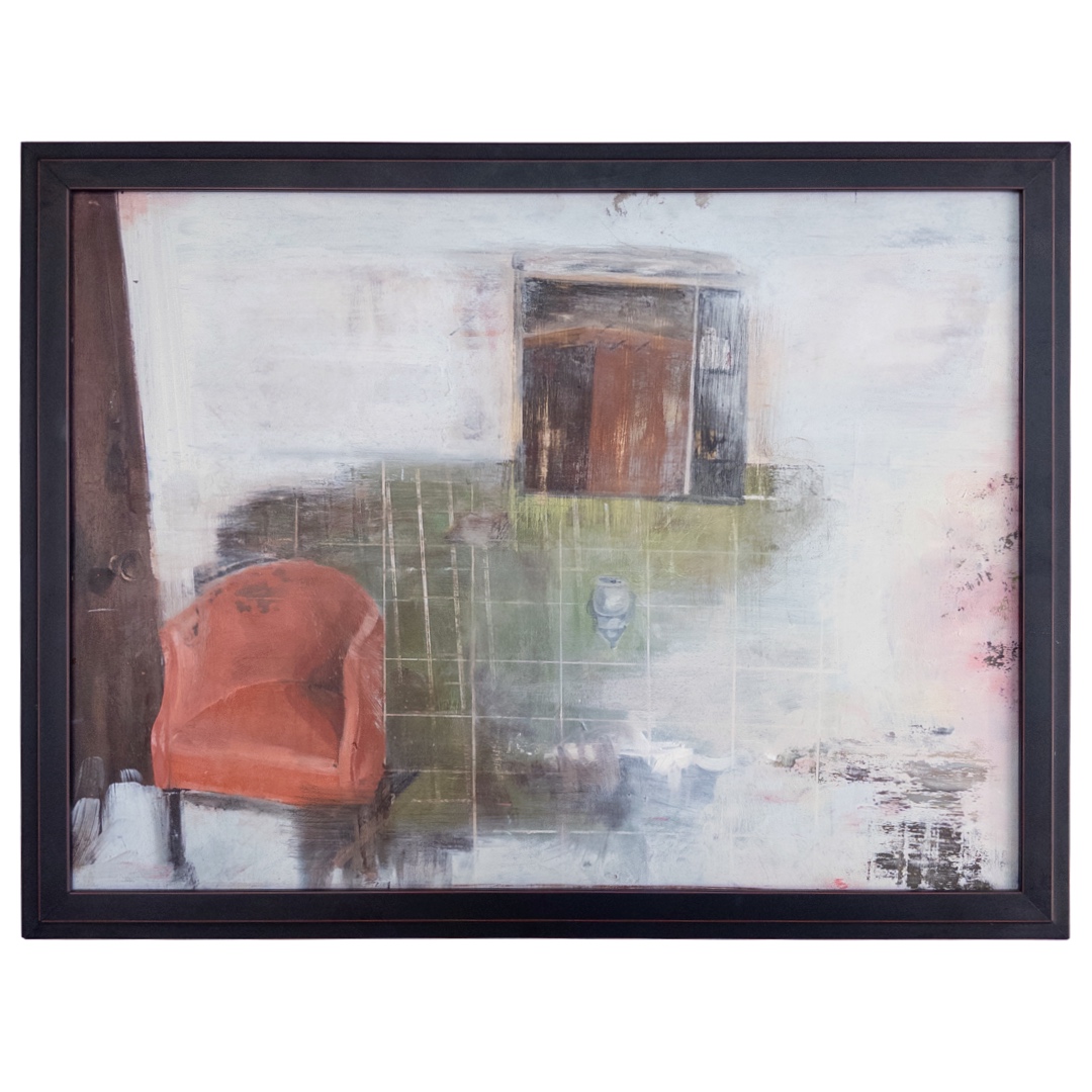 Abstracted Interior Signed Contemporary Oil Painting