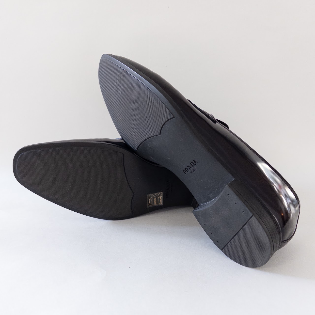 Prada Dark Brown Polished Leather Penny Loafers