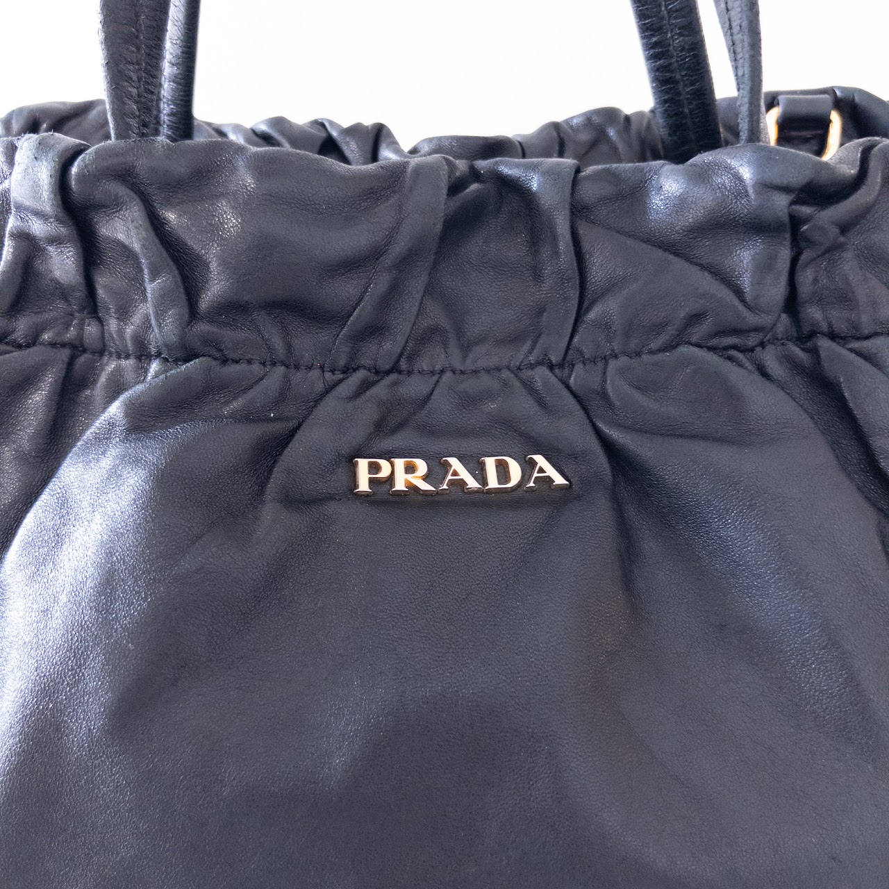 Prada Lambskin Bow Accent Hobo Bag