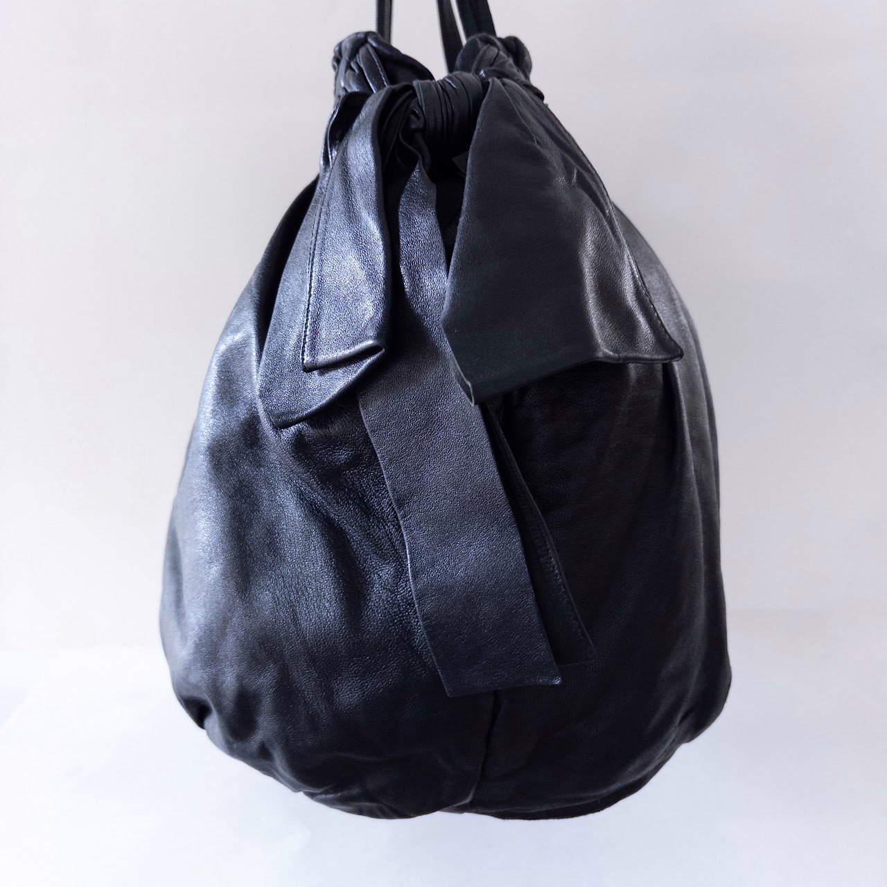 Prada Lambskin Bow Accent Hobo Bag