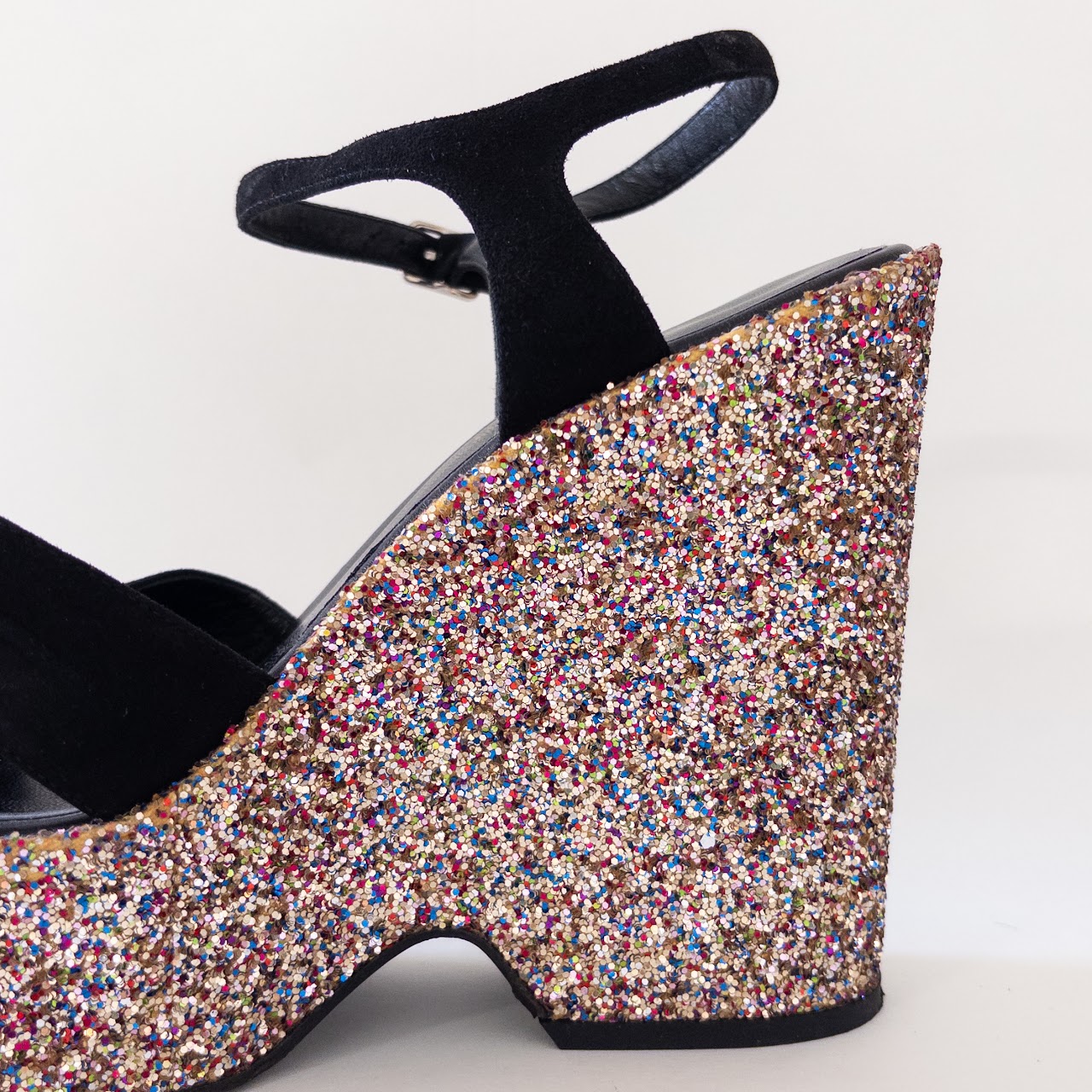 Saint Laurent Rainbow Glitter Platform Sandals