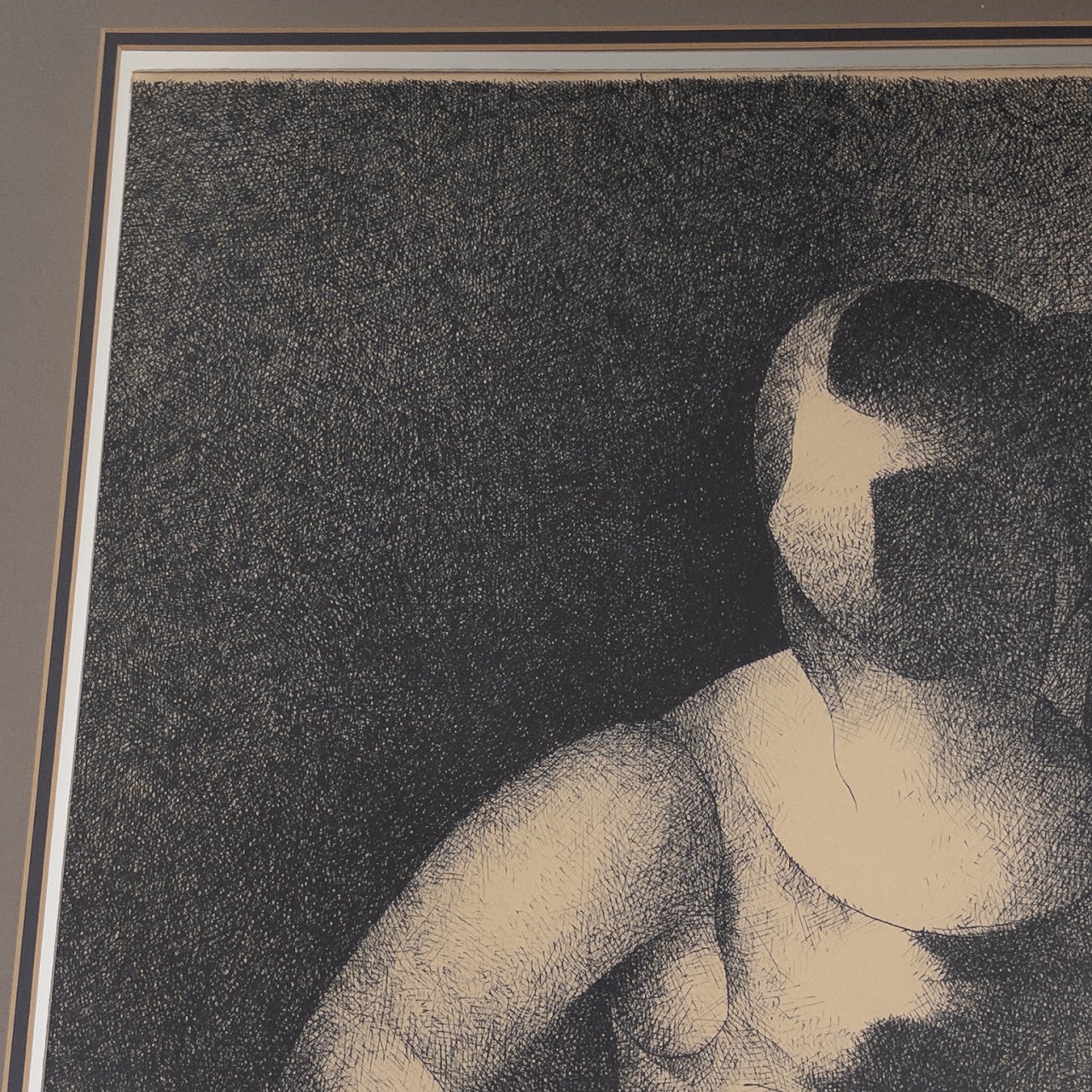 Manolo Ruiz-Pipo Signed Spanish Modernist Mother and Child Lithograph