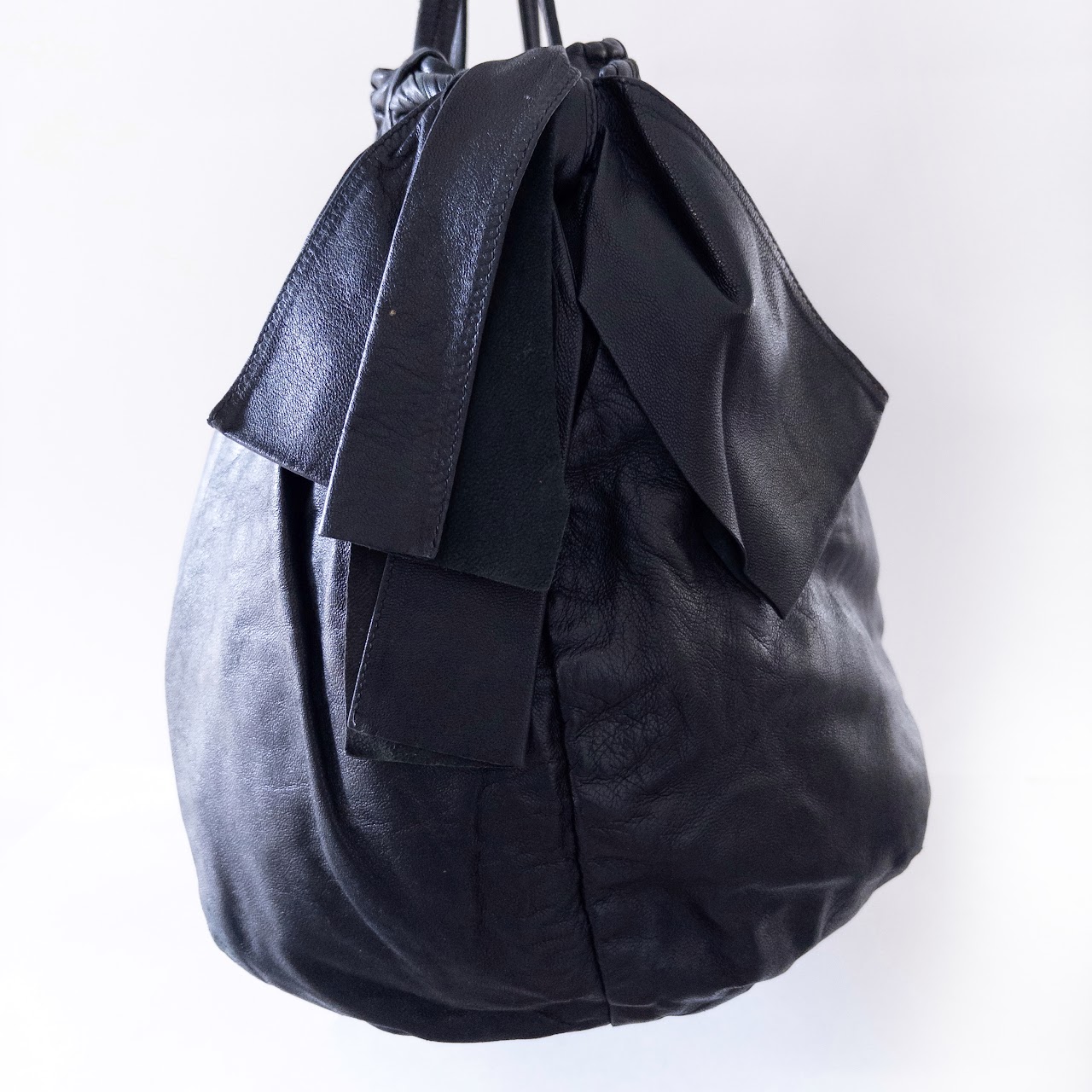 Prada Lambskin Bow Accent Hobo Bag