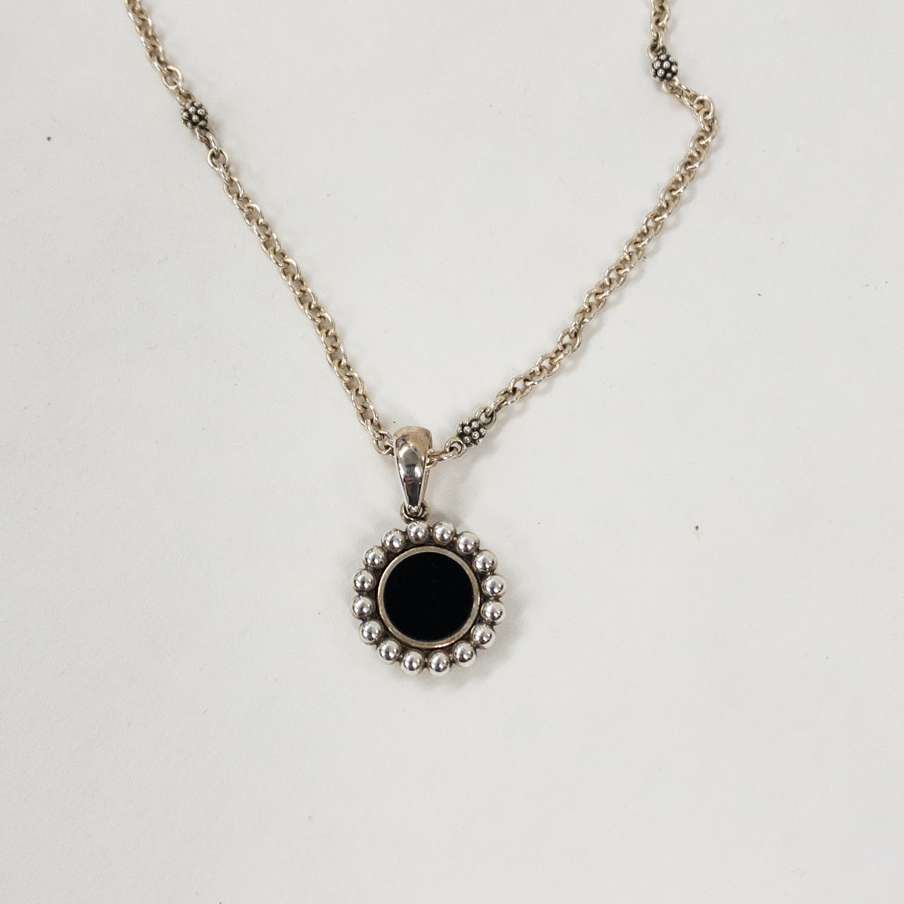 Sterling Silver and Onyx Lagos Necklace and Earring Set