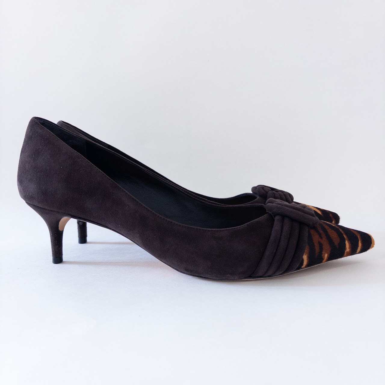 Alexandre Birman Faux Tiger Stripe Pony Hair and Suede Pumps