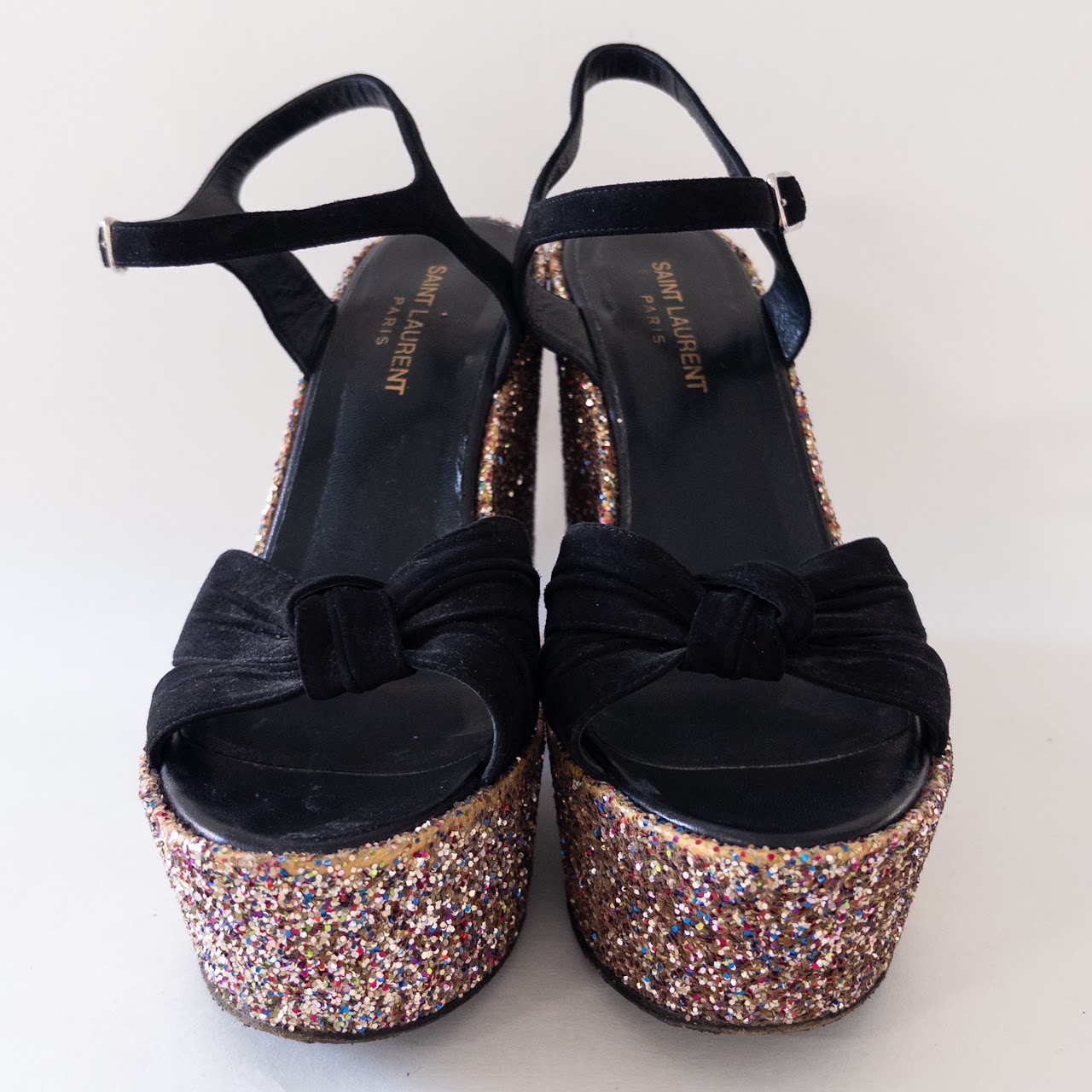 Saint Laurent Rainbow Glitter Platform Sandals