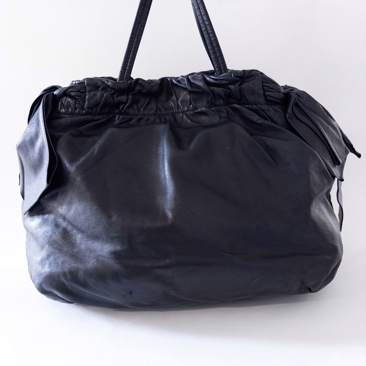 Prada Lambskin Bow Accent Hobo Bag