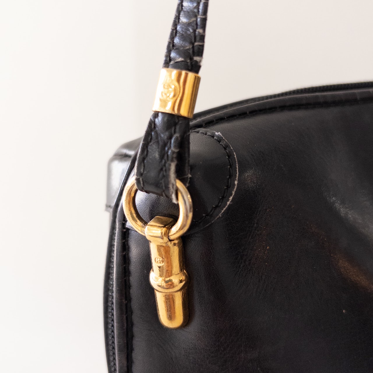 Gucci Vintage Black Leather Crossbody Bag