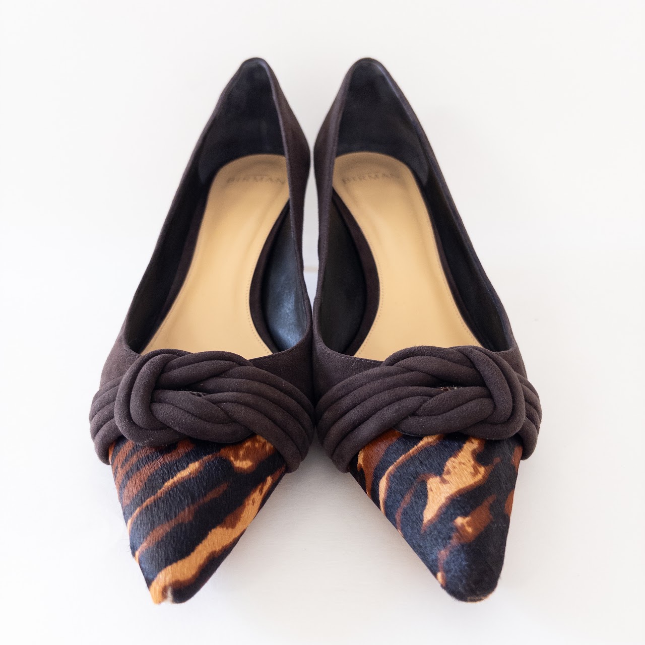 Alexandre Birman Faux Tiger Stripe Pony Hair and Suede Pumps