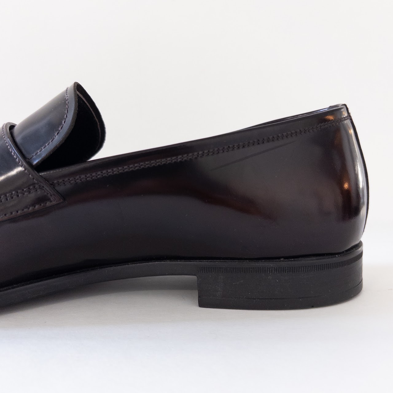 Prada Dark Brown Polished Leather Penny Loafers