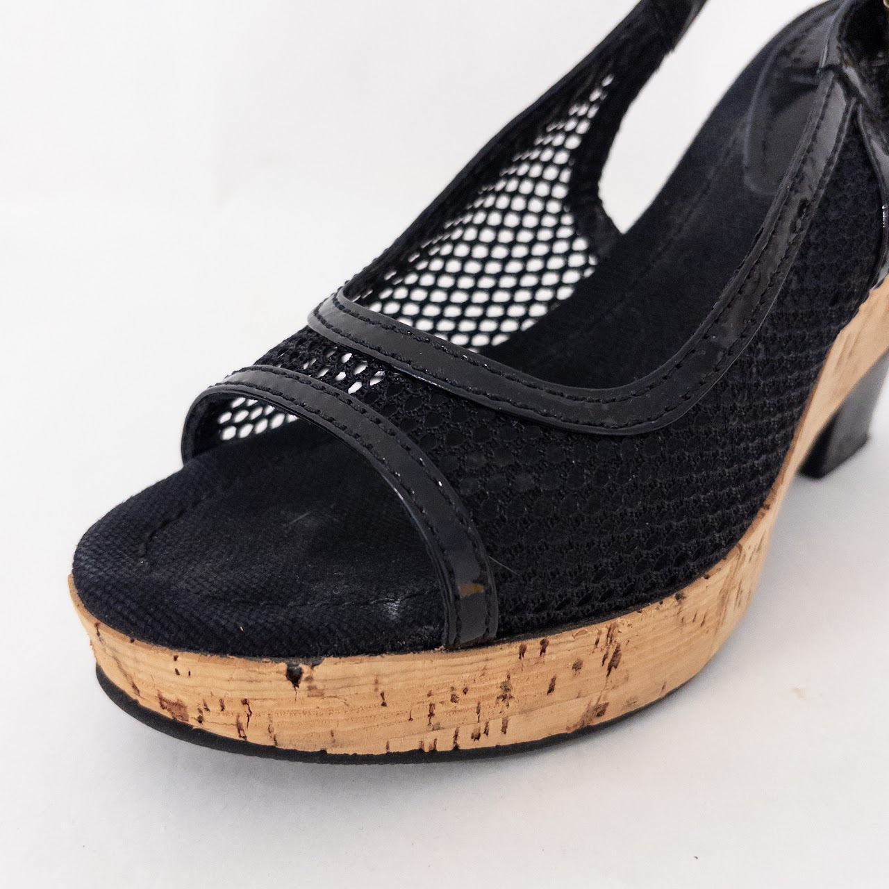 Fendi Mesh and Cork Platform Wedges