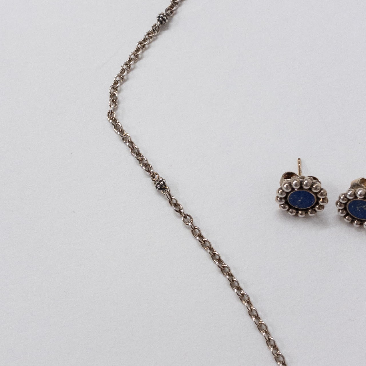 Sterling Silver and Lapis Lazuli Lagos Necklace and Earring Set