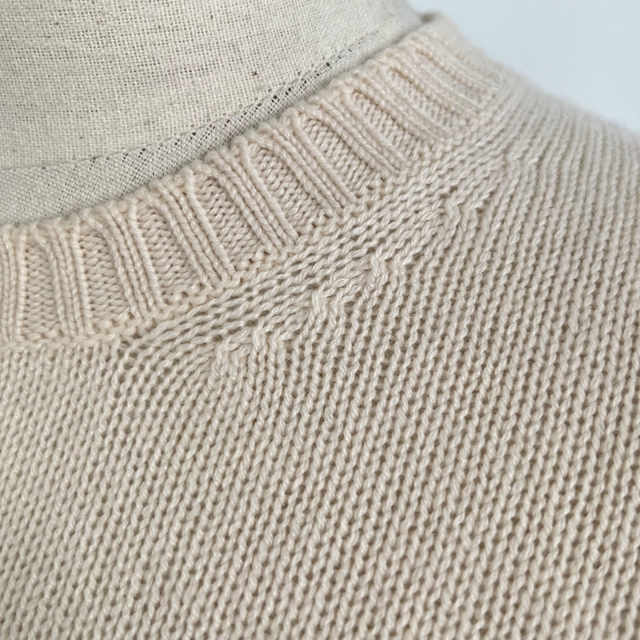 Prada Cream Knit Short-Sleeve Sweater