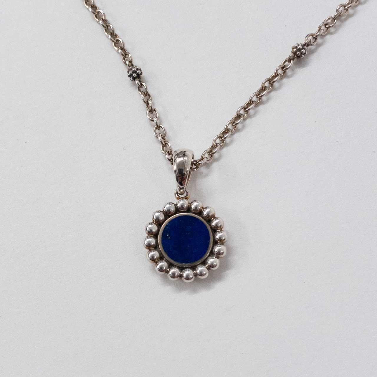 Sterling Silver and Lapis Lazuli Lagos Necklace and Earring Set