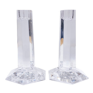 Tiffany & Co. Frank Lloyd Wright Crystal Candlestick Pair