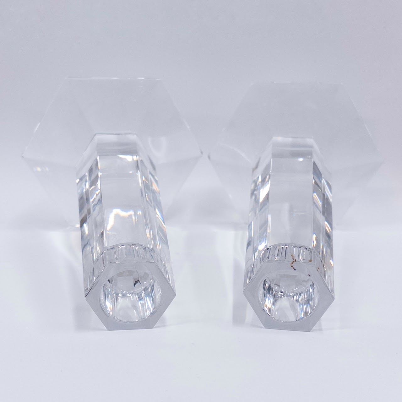 Tiffany & Co. Frank Lloyd Wright Crystal Candlestick Pair