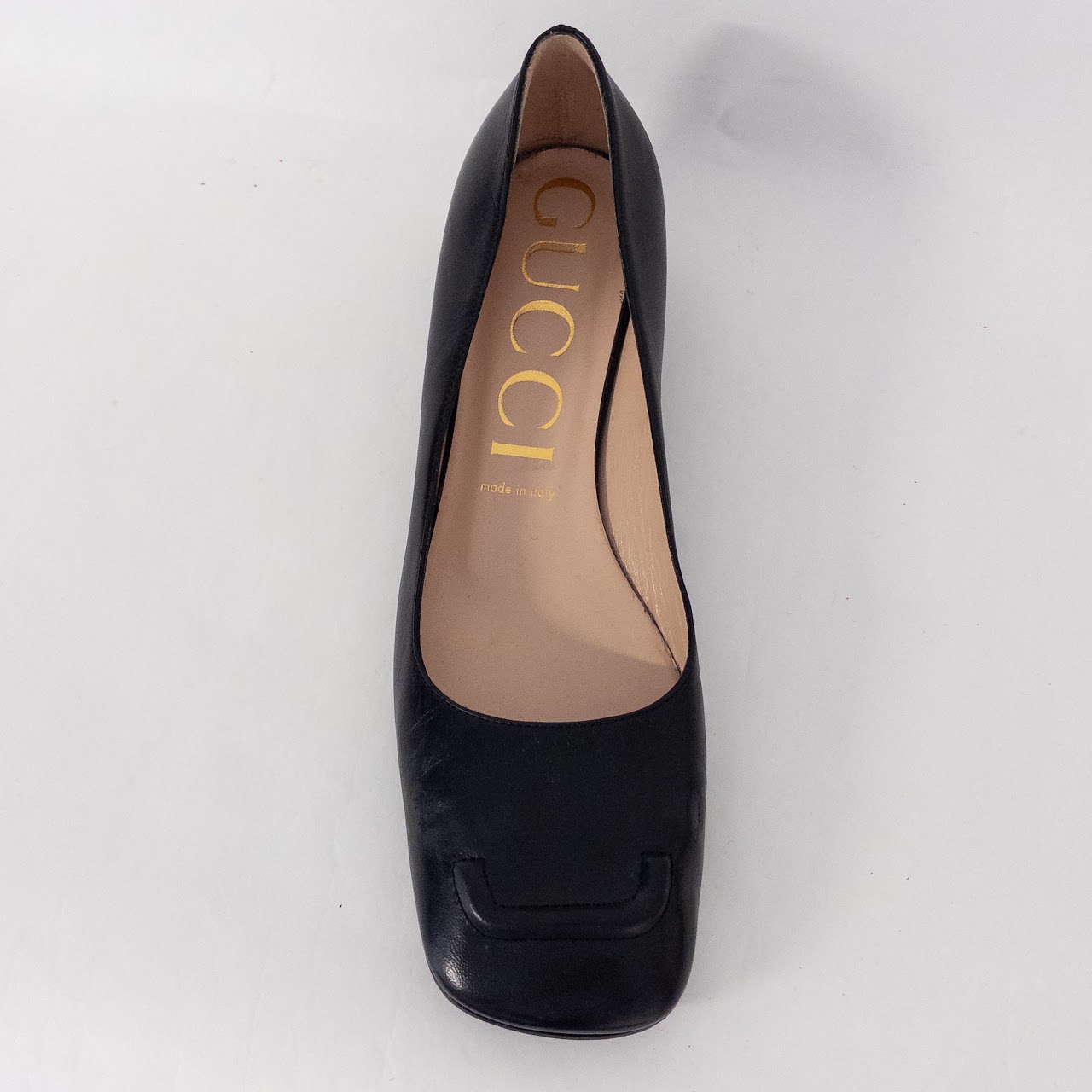 Gucci Square Toe Leather Flats