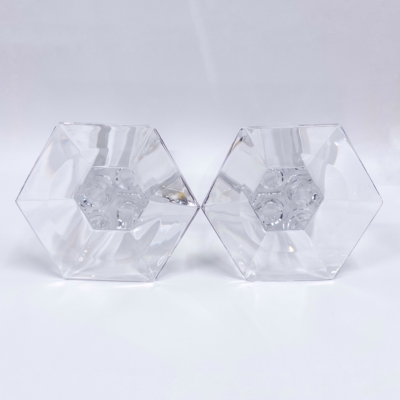 Tiffany & Co. Frank Lloyd Wright Crystal Candlestick Pair