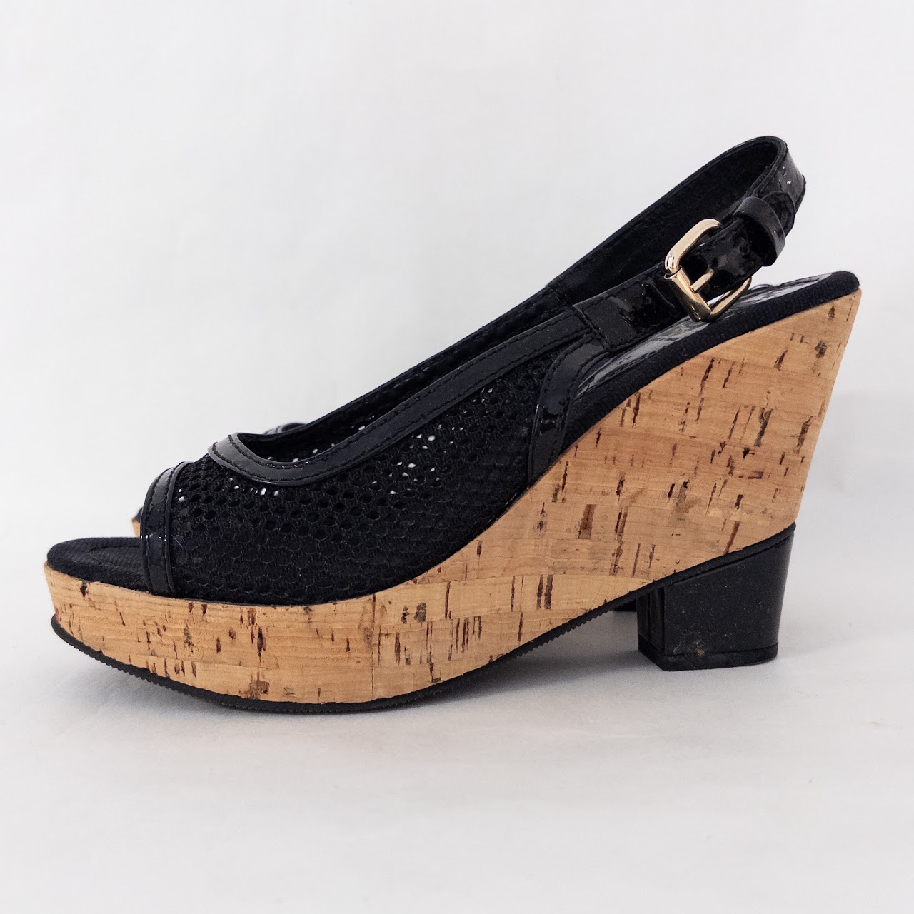 Fendi Mesh and Cork Platform Wedges