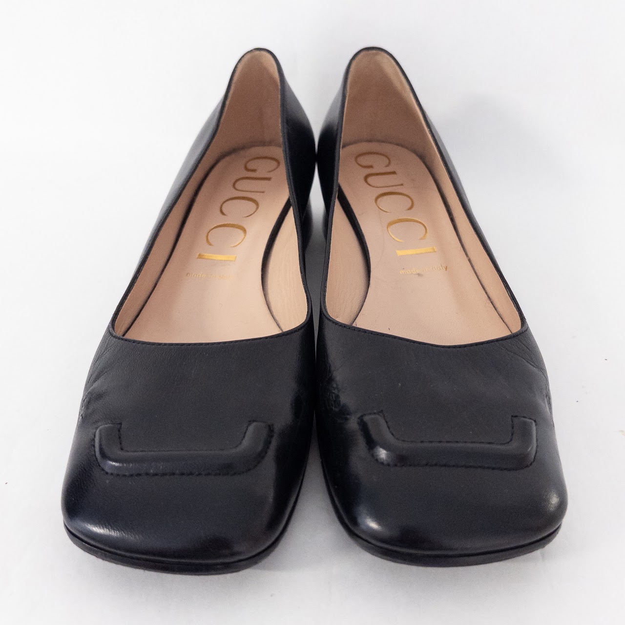 Gucci Square Toe Leather Flats