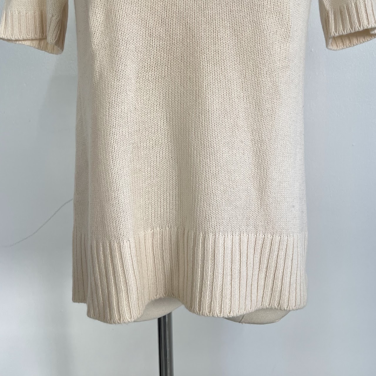 Prada Cream Knit Short-Sleeve Sweater