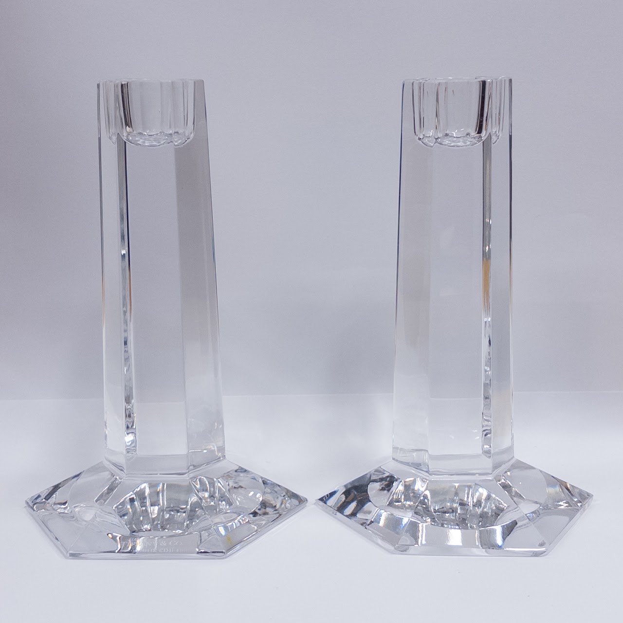 Tiffany & Co. Frank Lloyd Wright Crystal Candlestick Pair