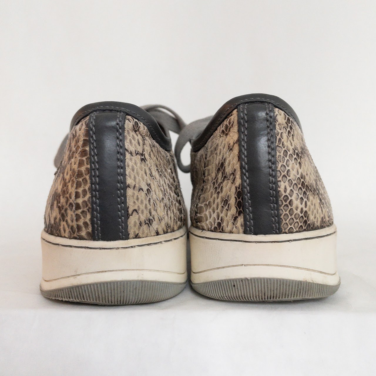 Lanvin Snakeskin Patterned Leather Cap Toe Sneakers