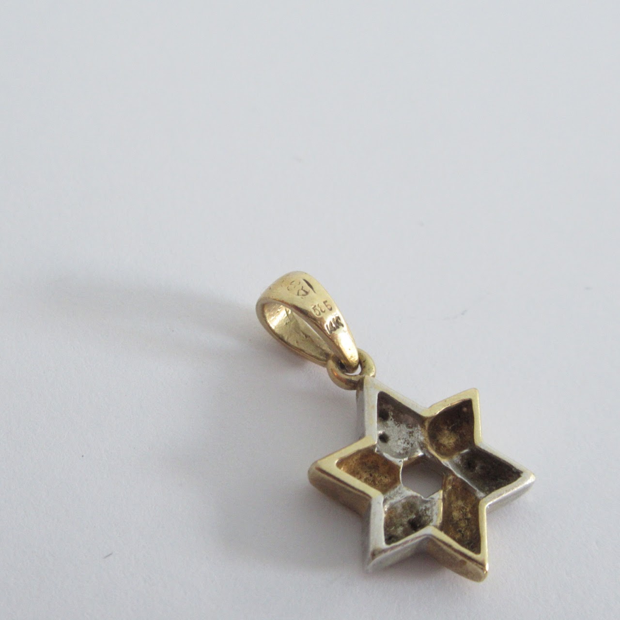 14K Gold and Diamond Star of David Pendant