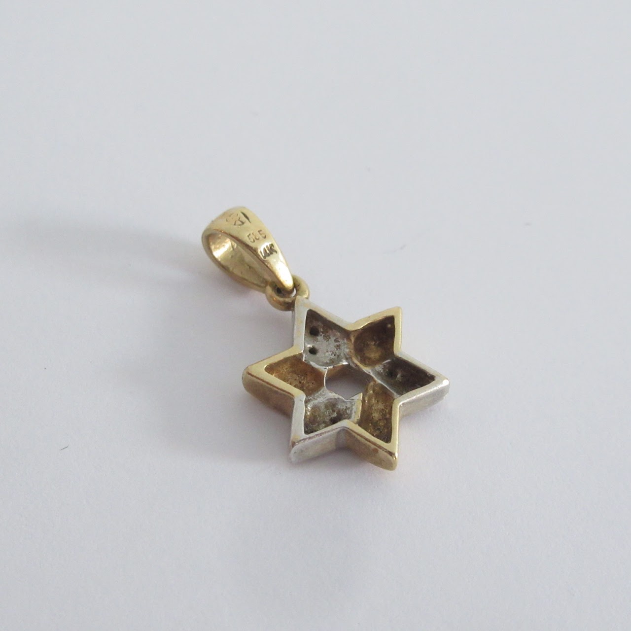 14K Gold and Diamond Star of David Pendant