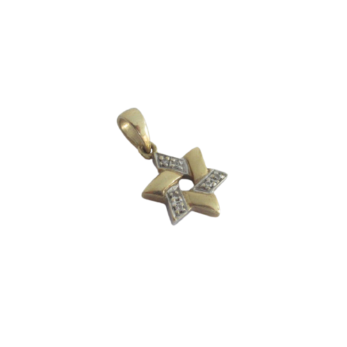 14K Gold and Diamond Star of David Pendant