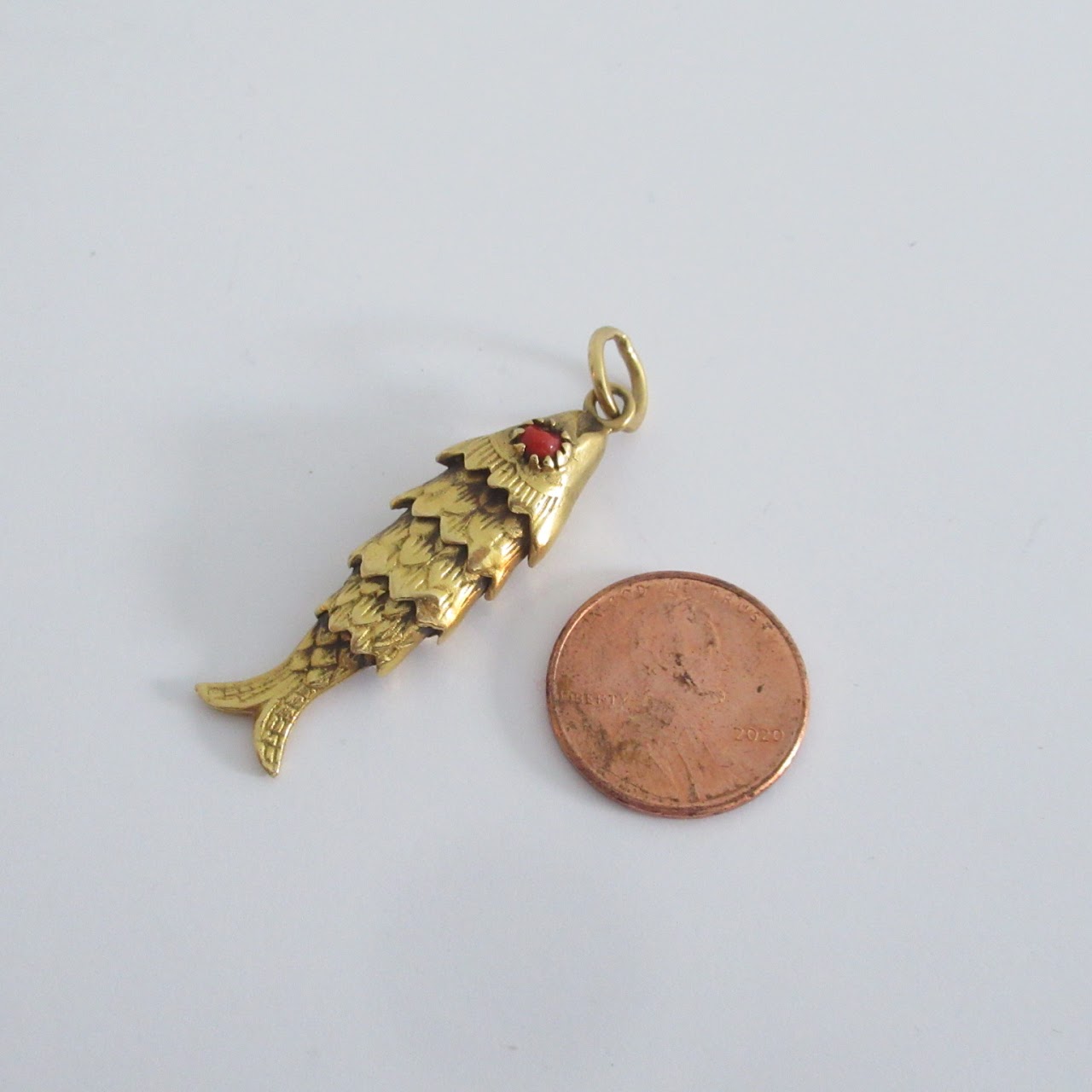 18K Gold Articulated Fish Pendant