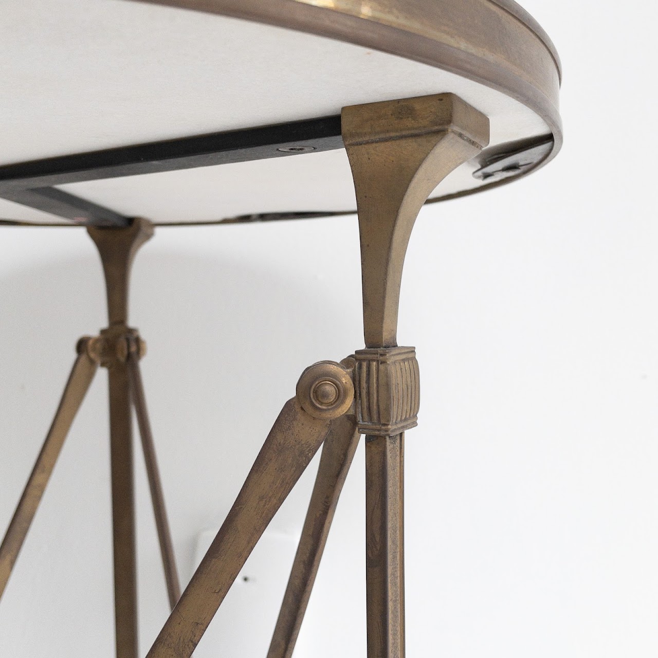 Brass & White Granite Campaign Accent Table