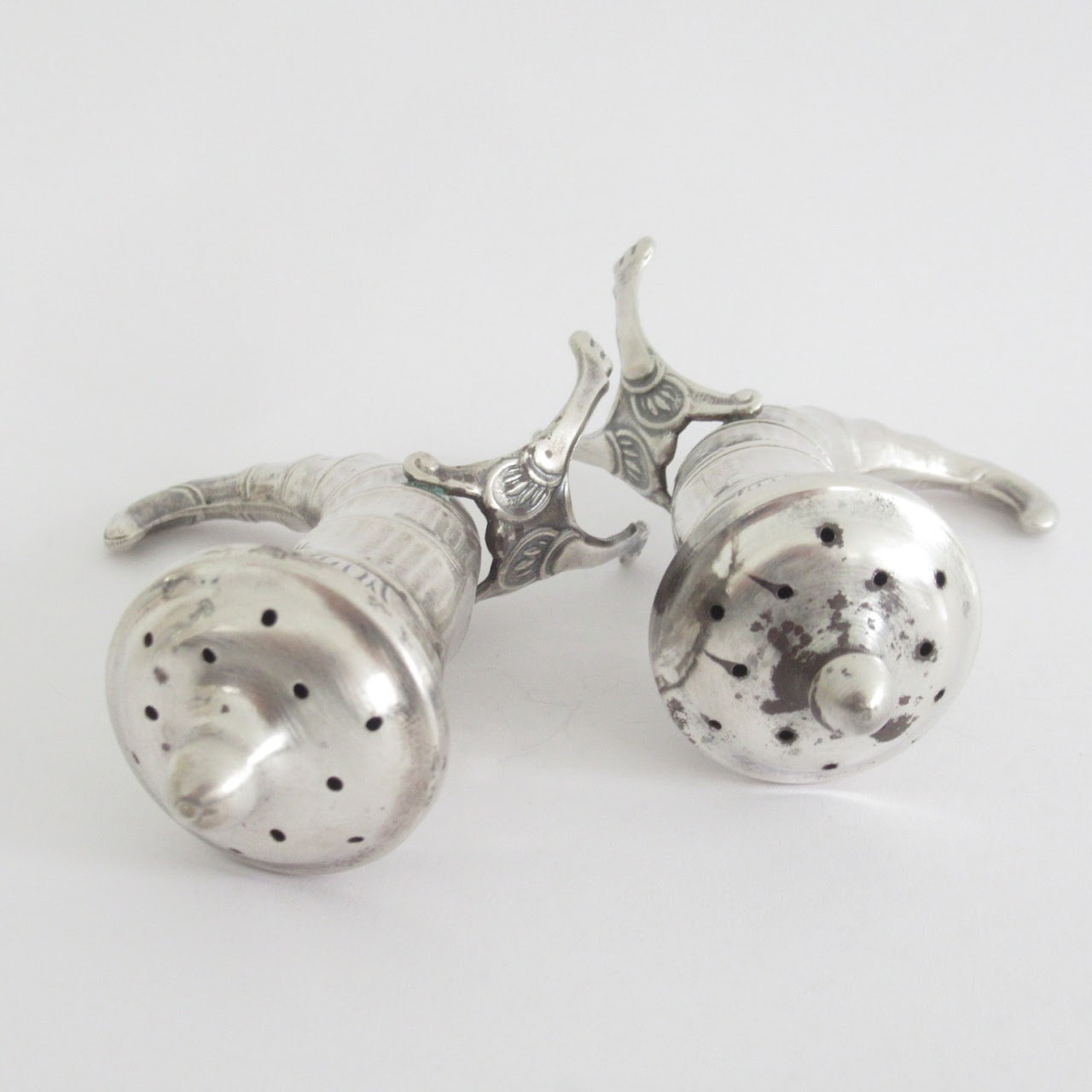 Sterling Silver Horn Of Plenty Salt & Pepper Shaker Pair