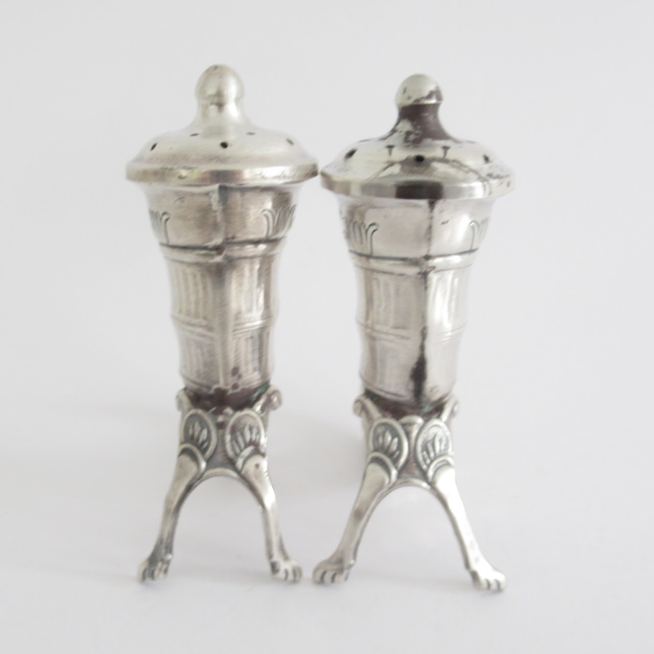 Sterling Silver Horn Of Plenty Salt & Pepper Shaker Pair