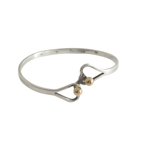 Tiffany & Co. Sterling Silver & 18K Gold Interlocking Hearts Bangle