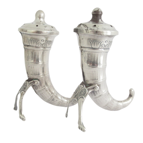 Sterling Silver Horn Of Plenty Salt & Pepper Shaker Pair