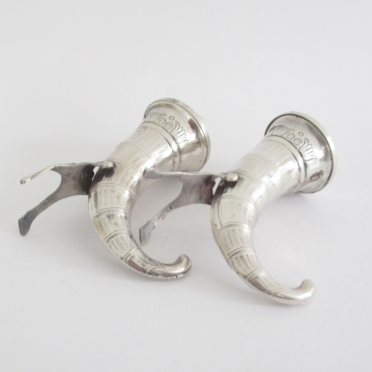 Sterling Silver Horn Of Plenty Salt & Pepper Shaker Pair