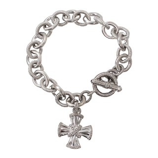 Sterling Silver Judith Ripka Maltese Cross Charm Bracelet