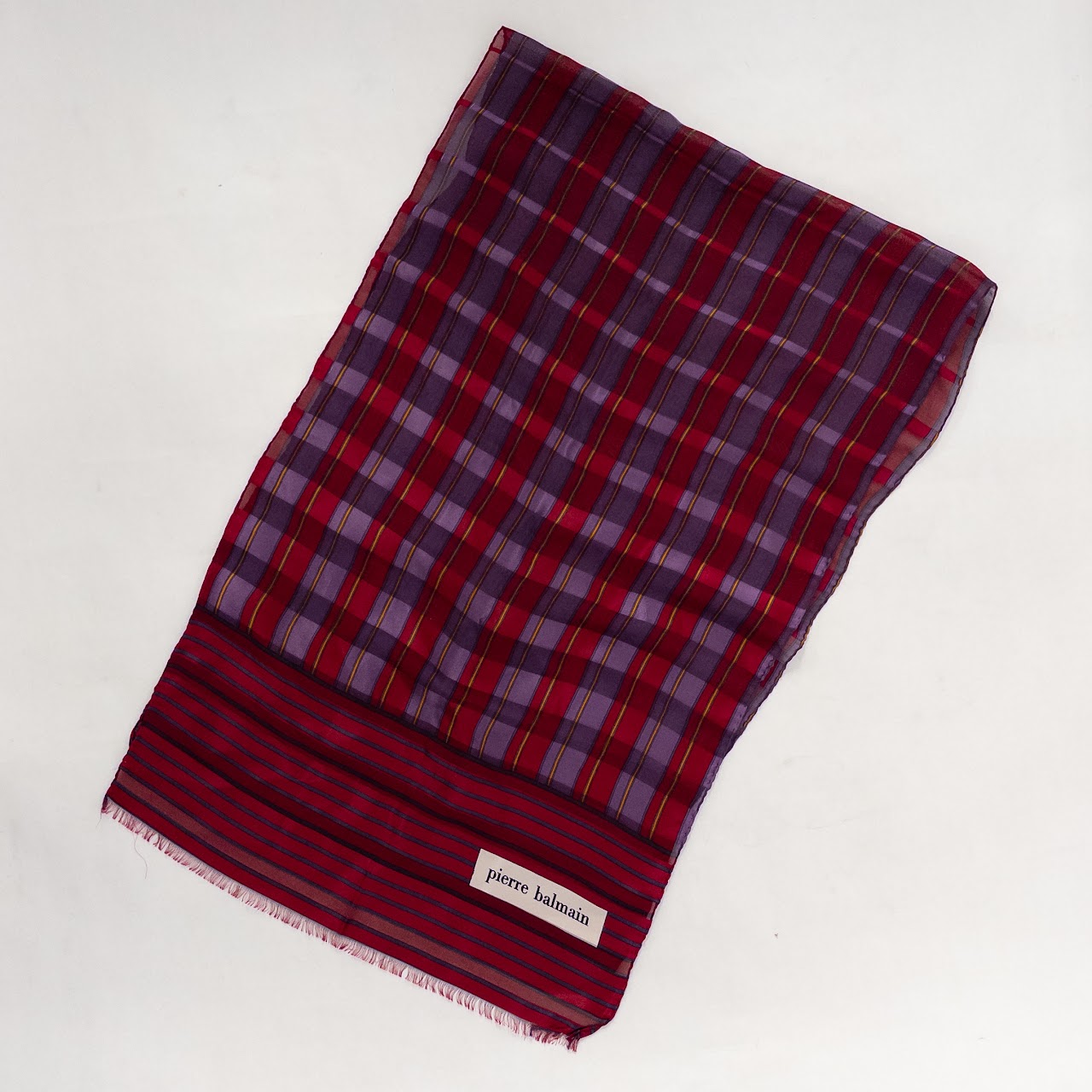 Pierre Balmain Plaid Silk Scarf