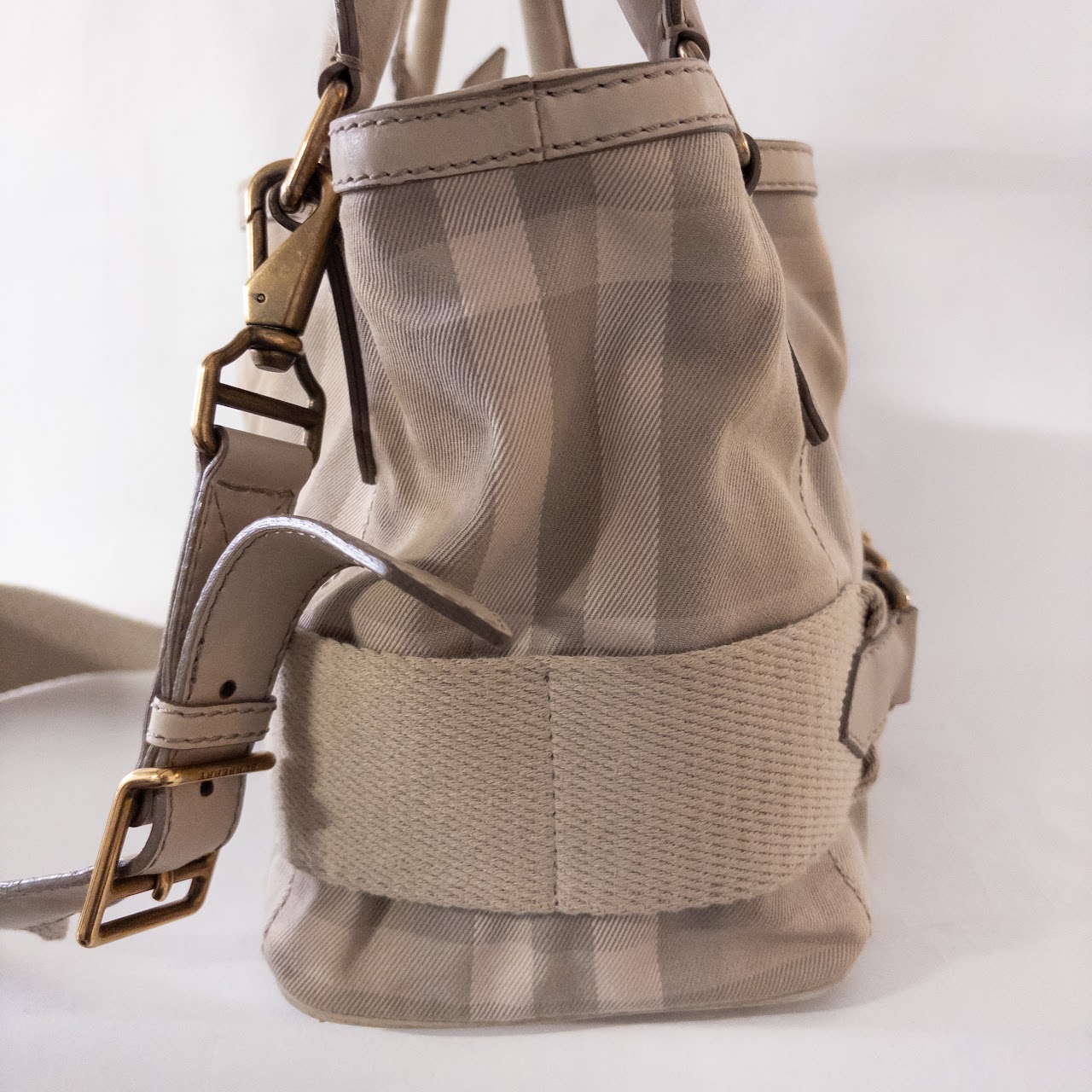 Burberry Plaid Canvas and Leather Shoulder Bag