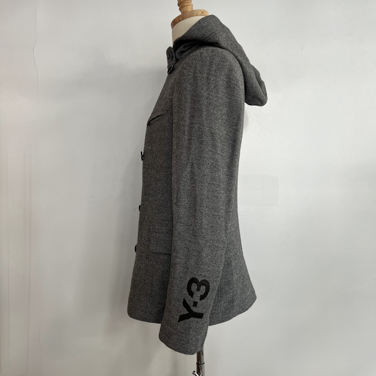 Y-3 Yohji Yamamoto x Adidas Wool Blend Hooded Coat