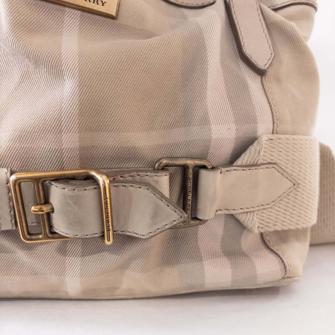 Burberry Plaid Canvas and Leather Shoulder Bag