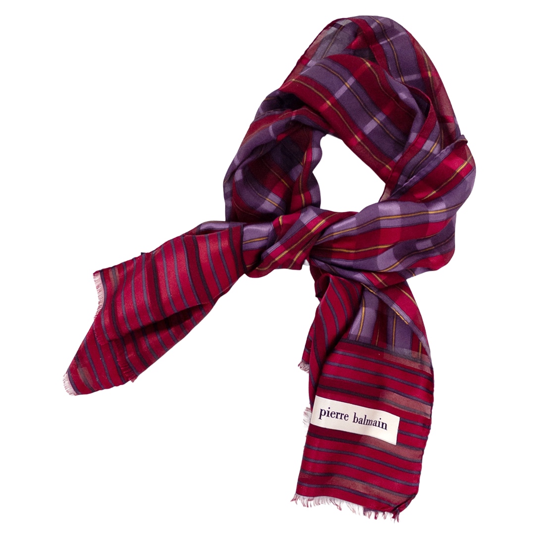 Pierre Balmain Plaid Silk Scarf