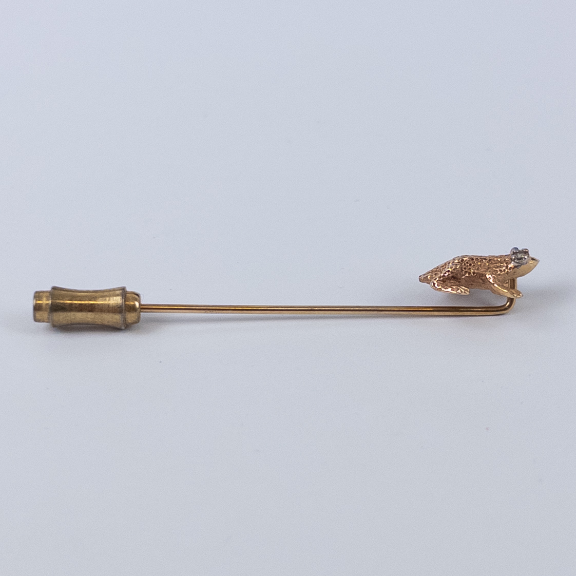 14K Gold and Diamond Frog Stick Pin