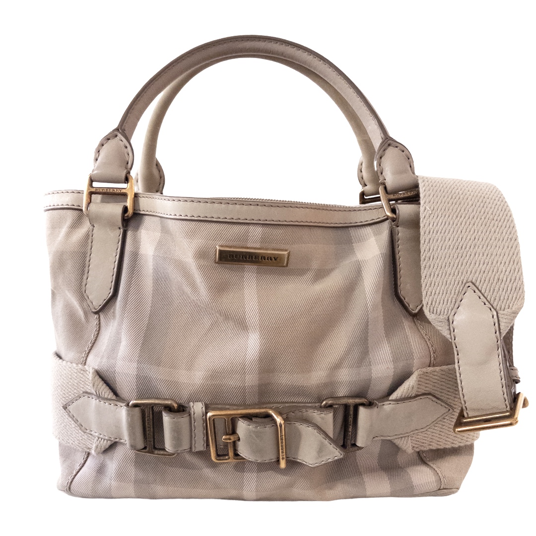 Burberry Plaid Canvas and Leather Shoulder Bag