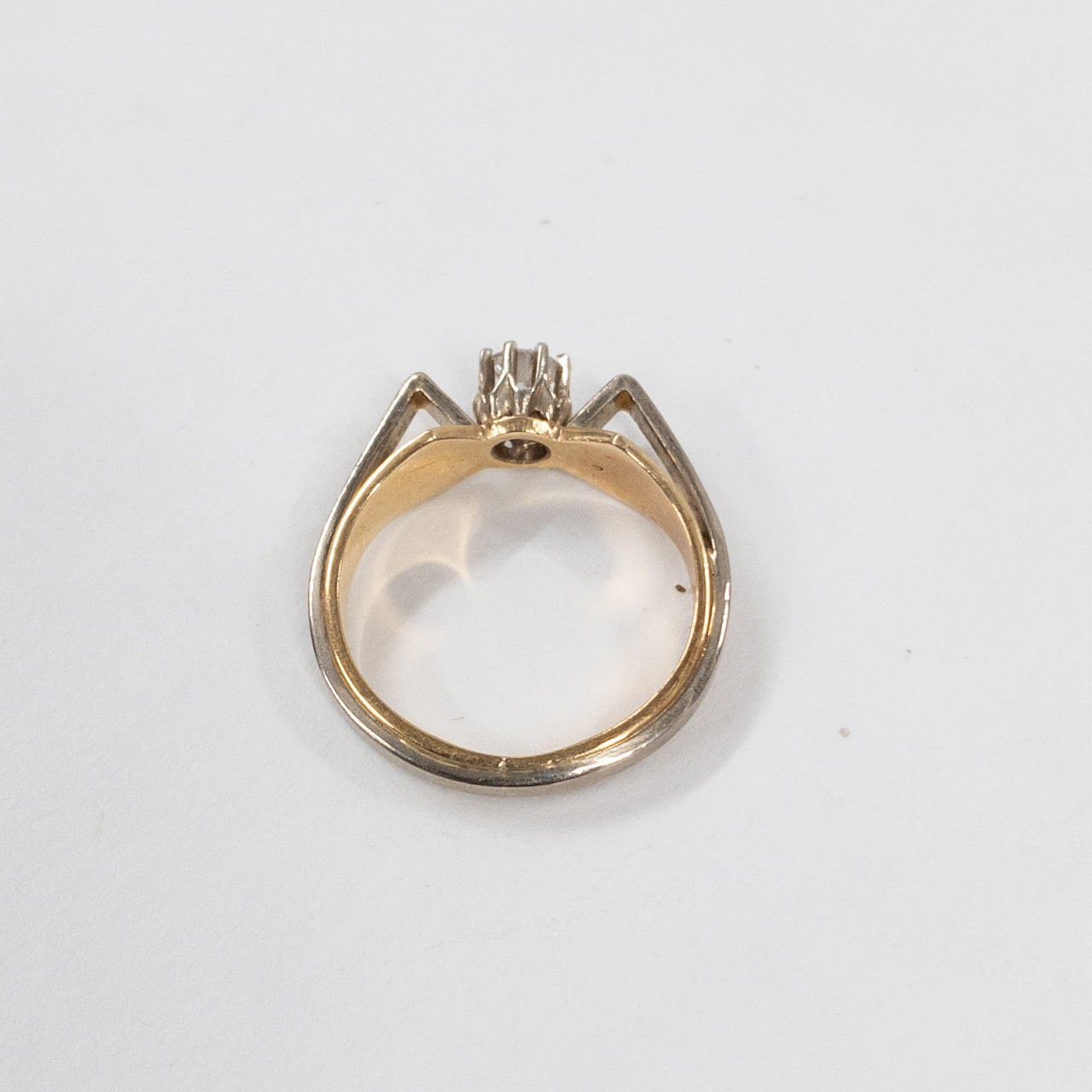 14K White and Yellow Gold Ring with Large Diamond