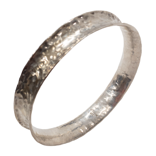 Sterling Silver Ice Pattern Concave Band Bracelet