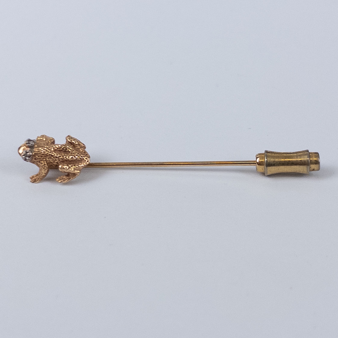 14K Gold and Diamond Frog Stick Pin