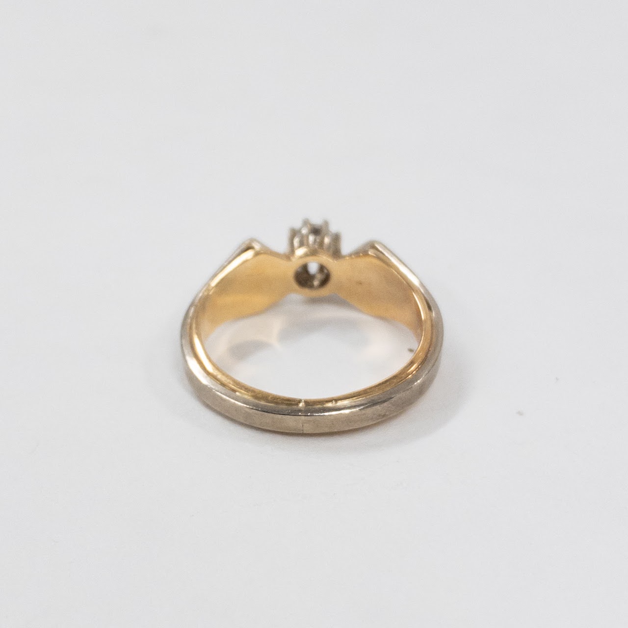 14K White and Yellow Gold Ring with Large Diamond